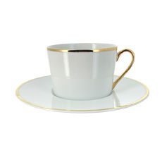 Paire-tasse à thé en porcelaine filet or 22cl Paire-tasse à thé en porcelaine filet or 22cl