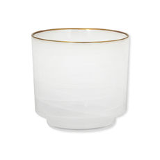 Photophore blanc en verre filet or 15cm Photophore blanc en verre filet or 15cm