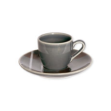 Paire-tasse à café en grès gris foncé 10cl Paire-tasse à café en grès gris foncé 10cl