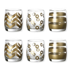 Gobelets bas motifs assortis couleur or 25cl - Lot de 6