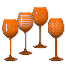Verres à vin taillés couleur orange 35cl - Lot de 4