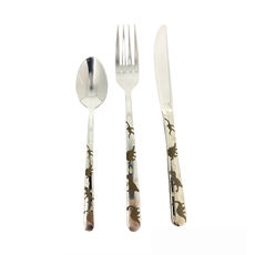 Boite de 3 couverts décor DINOSAURE en inox Boite de 3 couverts décor DINOSAURE en inox
