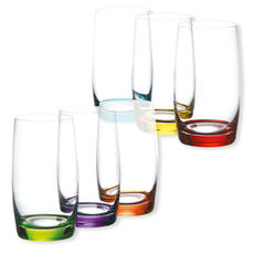 Boite de 6 gobelets hauts assortis en verre 29cl Boite de 6 gobelets hauts assortis en verre 29cl