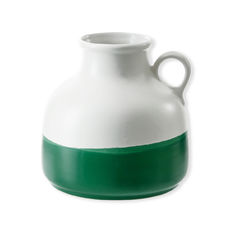Vase en céramique blanc et vert 20cm Vase en céramique blanc et vert 20cm