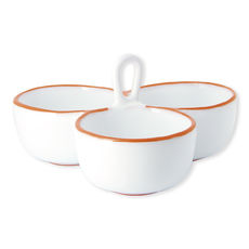 Plat à compartiments blanc en terre cuite 23x11x10cm Plat à compartiments blanc en terre cuite 23x11x10cm